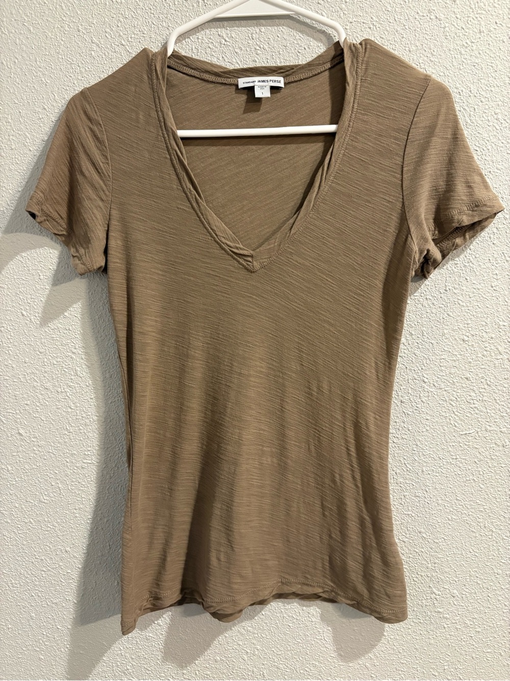 James Perse Tee - Brown V-Neck 100% cotton (size 1)